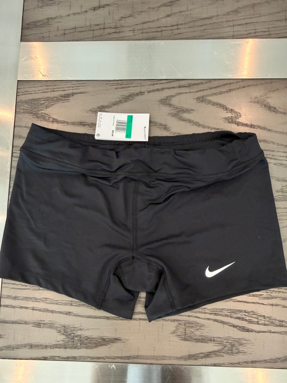 Nike Black Compression Dri-Fit Shorts with White Swoosh